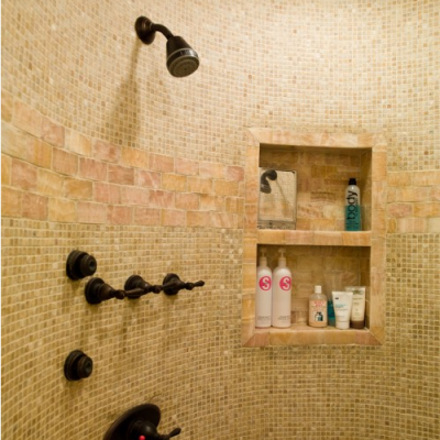 Classic Honey Onyx Mosaic Shower