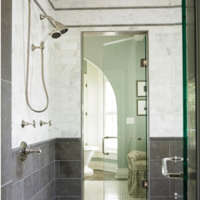 Modern Grey with White Marble shower