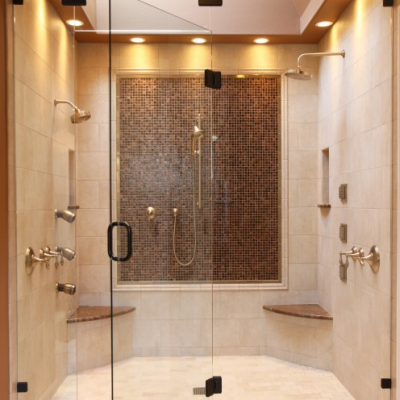 Modern Shower Travertine Glass Mosaic
