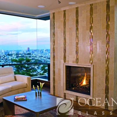 Oceanside glass fireplace
