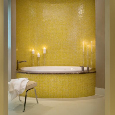 Glass mosaic bathroom tub