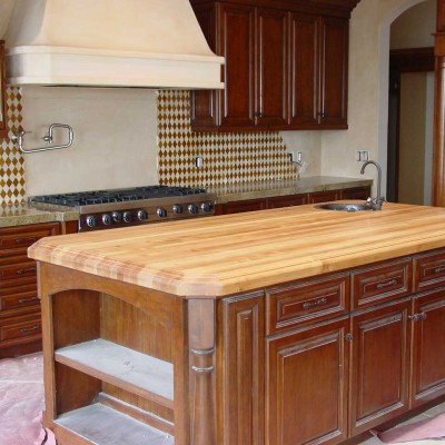 Handmade tile wood counter kitchen