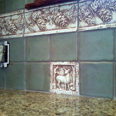 Handmade mosaic backsplash