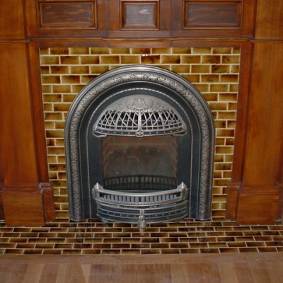 Handmade tile fireplace