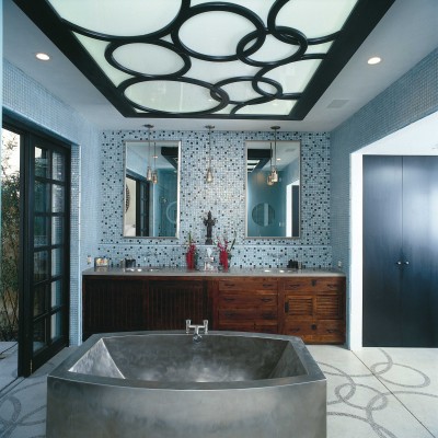 Mixed glass mosaic bathroom