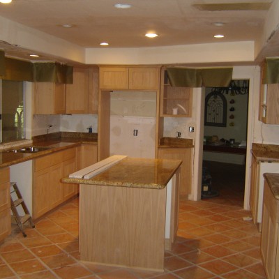 Saltillo floor granite counter kitchen