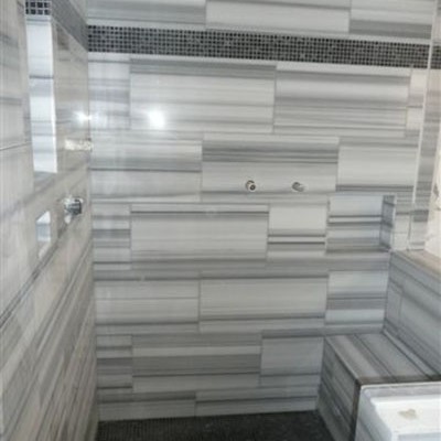 Vein cut marble shower