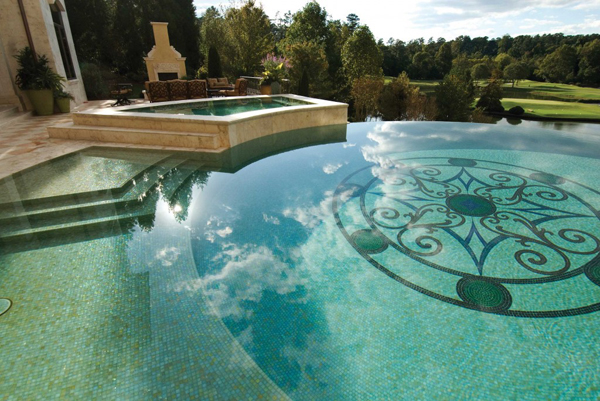 Glass Mosaic Pool Tiles Design